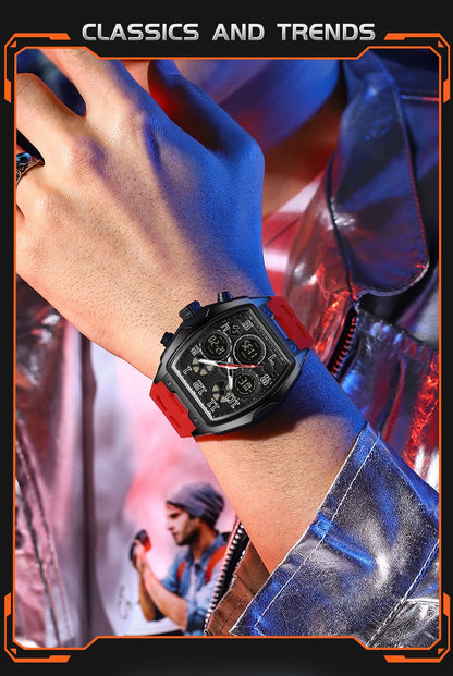 SADNA 6266 Popular Student Watch Wine Barrel Curved Mirror Alarm Clock Timer Waterproof Student Electronic Watch 2025