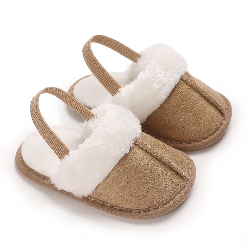 Cute Slippers for Babies Aged 0-18 Months, Suitable for Autumn And, Featuring Plush Lining for Warmth, Soft Soles for Comfort, A