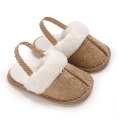 Cute Slippers for Babies Aged 0-18 Months, Suitable for Autumn And, Featuring Plush Lining for Warmth, Soft Soles for Comfort, A
