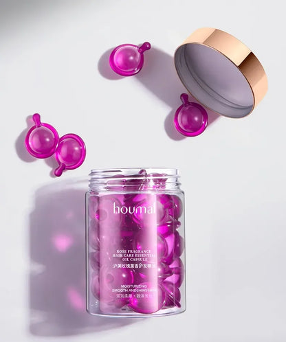 30Pcs Rose Essential Oil Vitamin Capsules Supple Dry Hair Keratin Plant Complex Oil Dry Damaged Hair Repair Female Silky Serum