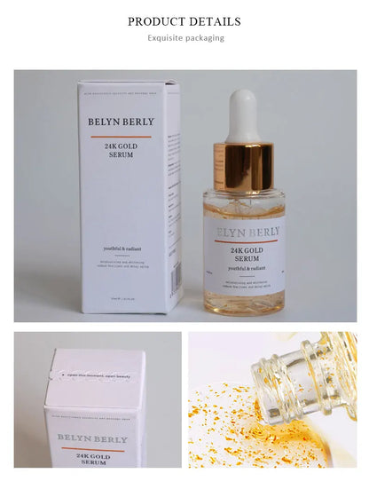 BELYN BERLY Face Serum 3Pcs/Lot Hyaluronic Acid + Vitamin C + 24k Gold Serum Moisturizing Spot White Facial Serum