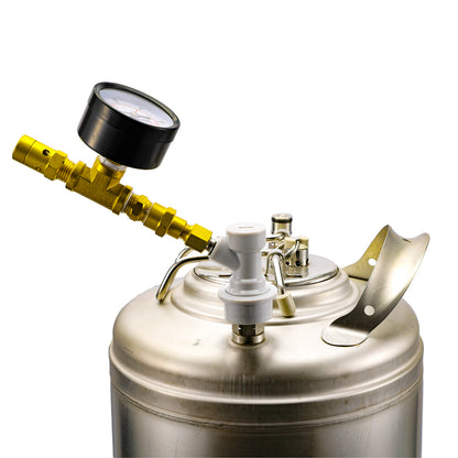 Ball Lock Spunding Valve with Gauge Adjustable Pressure Relief Valve Assembly with Gauge Beer Brewing Equipment