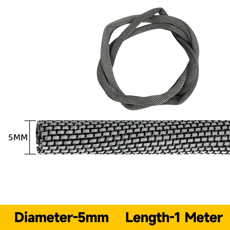 5-8mm Thermoresistant Tin Plating Cable Tube Sleeve EMI Shielded Flexible Wire Wrap Cover Line Cord Organizers Cable Management
