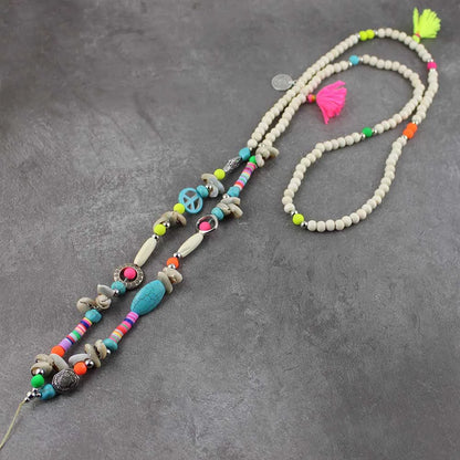 New Long Mobile Phone Straps Wood Beads String Anti-lost Phone Chain Neck Hanging Long Lanyard Keys USB Cell Phone Rope