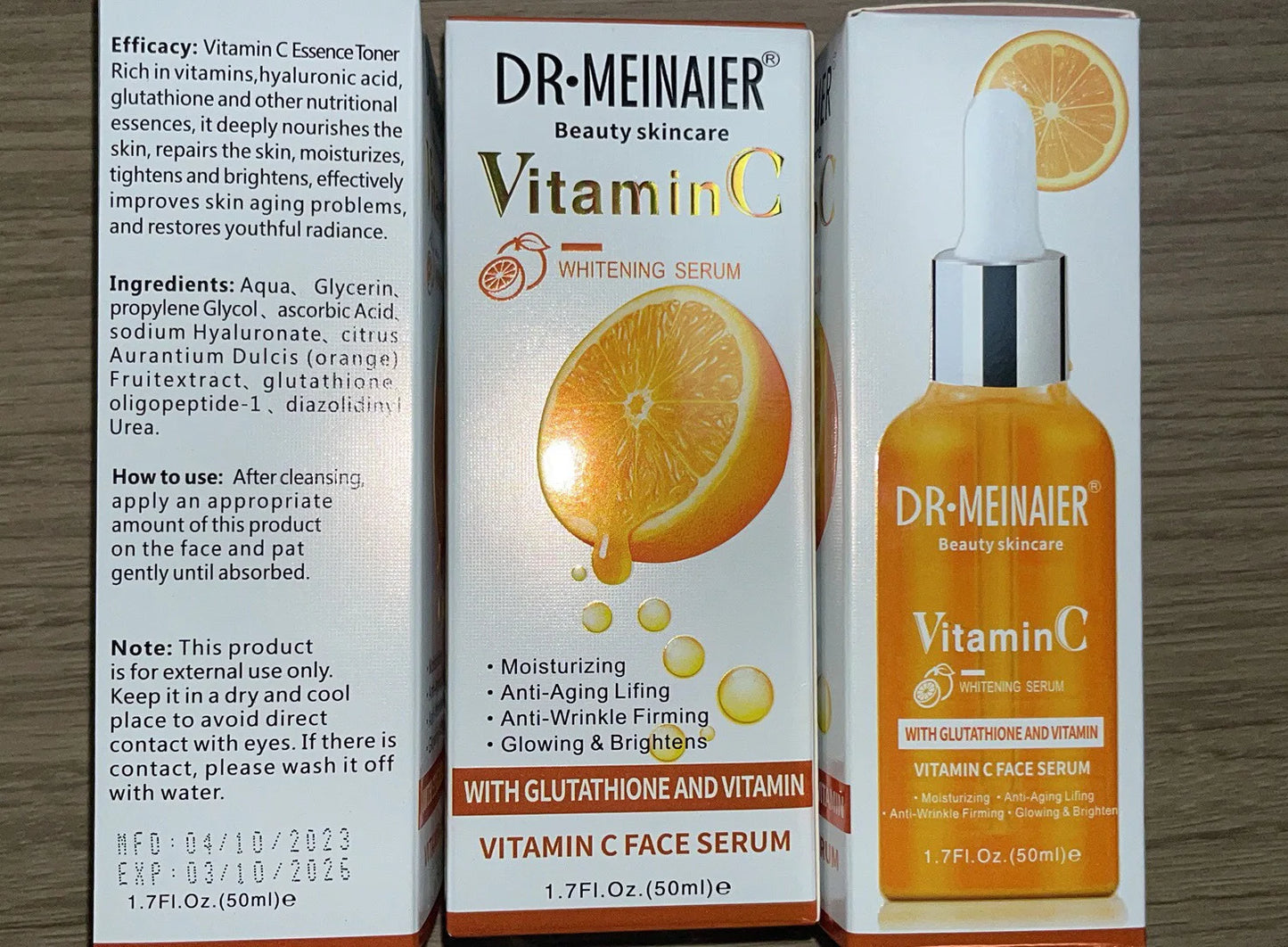 50ml*2pcs Vitamin C Face Serum, Brightens, Hydrates and Reduces Signs of Aging, with Vitamin C, Hyaluronic Acid for Glowing Skin