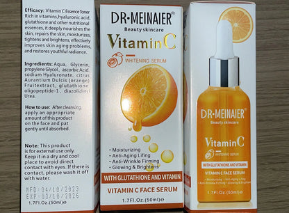 50ml*2pcs Vitamin C Face Serum, Brightens, Hydrates and Reduces Signs of Aging, with Vitamin C, Hyaluronic Acid for Glowing Skin