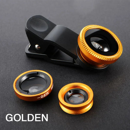 3 in1 Fisheye Phone Lens 0.67X Wide Angle Zoom Fish Eye Macro Lenses Camera Kits With Clip Lens Kits On The Phone for Smartphone