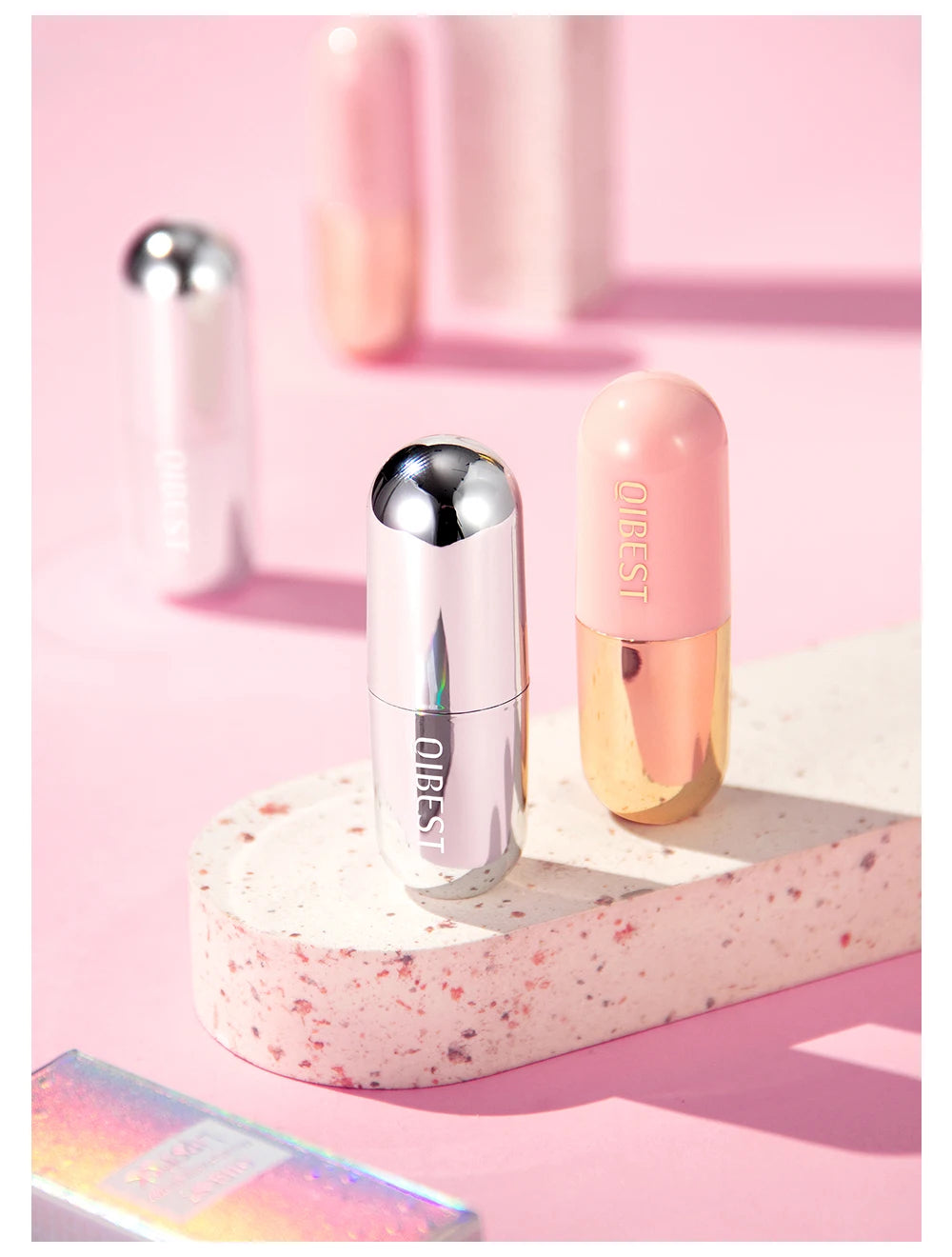 QIBEST Glitter Jelly Lipstick Lip Balm Colors Changing Lipstick Moisturizing Makeup Water Glossy Transparent Lip Stain Cosmetics