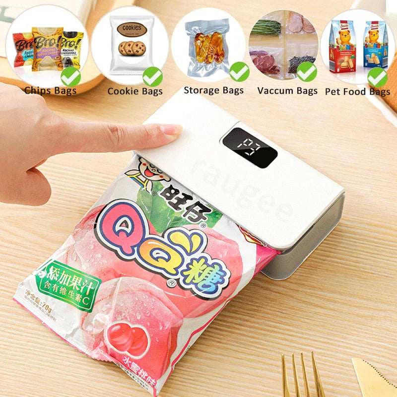 Mini Bag Sealer Plastic Bag Heat Sealer Plastic Bag Sealing Machine USB Rechargeable Portable Package Bags Sealer