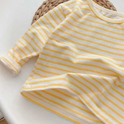 Spring Baby Boy Striped Cotton T-shirts Kids Cotton Clothes Toddler Girls Tops Children Long Sleeve Loose Bottoming T Shirt 0-4Y