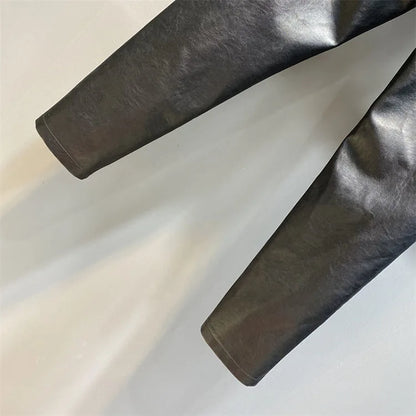 Palazzo Pants Women's Pants Imitation Leather Trousers 2023 New Autumn And Winter Pu Pencil High Faux pants