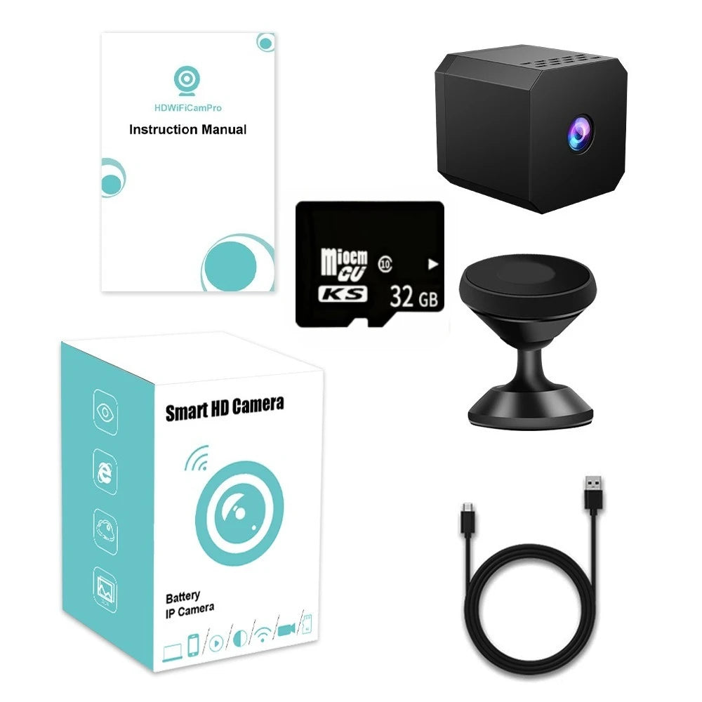 Smart Security Camera Mini Outdoor 1080P WiFi Night Vision Human Detection 2-Way Audio Cloud/SD Storage Camara Espia Smart Home