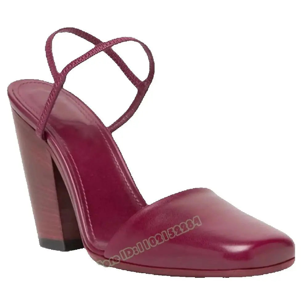 Chunky High Heels Sandals Pump Square Toe Solid Elastic Straps Sandals Women New Style Shoes Summer Party Casual Designer Sexy