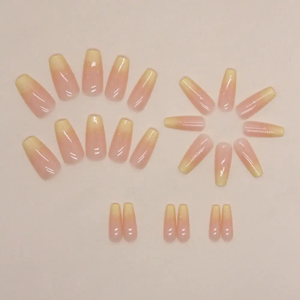 24pcs Press on Nails Square Head Fake Nails French Nail Press on Nails Waterproof Detachable Faux Fingernails Nail Tips for DIY