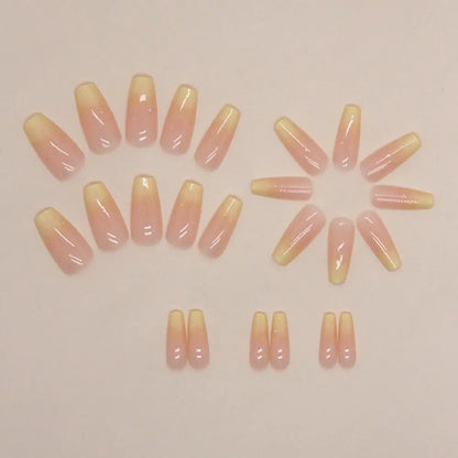 24pcs Press on Nails Square Head Fake Nails French Nail Press on Nails Waterproof Detachable Faux Fingernails Nail Tips for DIY