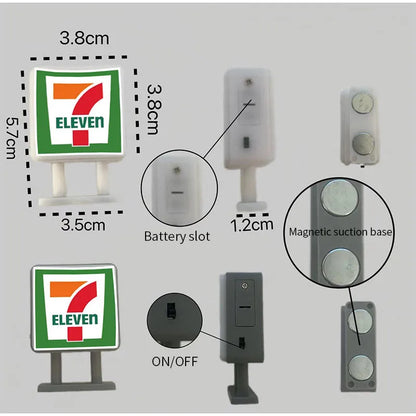 New Convenience Store Refrigerator Stickers Magnetic Fridge Stickers Lightbox Toy Model Light Signs Home Decorative Ornaments