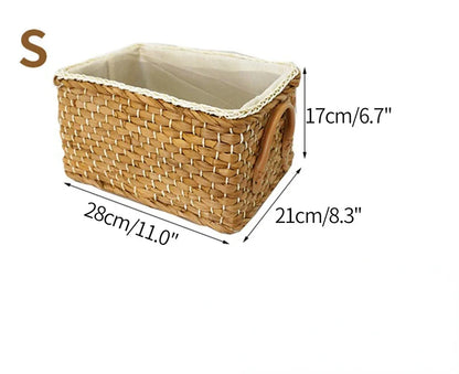 Hand-woven Storage Basket Household Laundry Baskets Outdoor Picnic Boxes Portable Toy Clothes Organizer Bedroom Desktop Decor