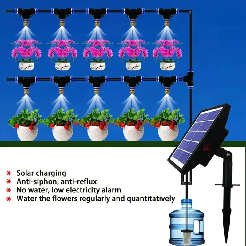 Solar Irrigation System for Garden Plant Automatic Drip Irrigation System DIY Garden Watering System Drip Hose Irrigation