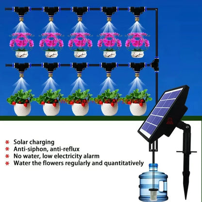 Solar Irrigation System for Garden Plant Automatic Drip Irrigation System DIY Garden Watering System Drip Hose Irrigation