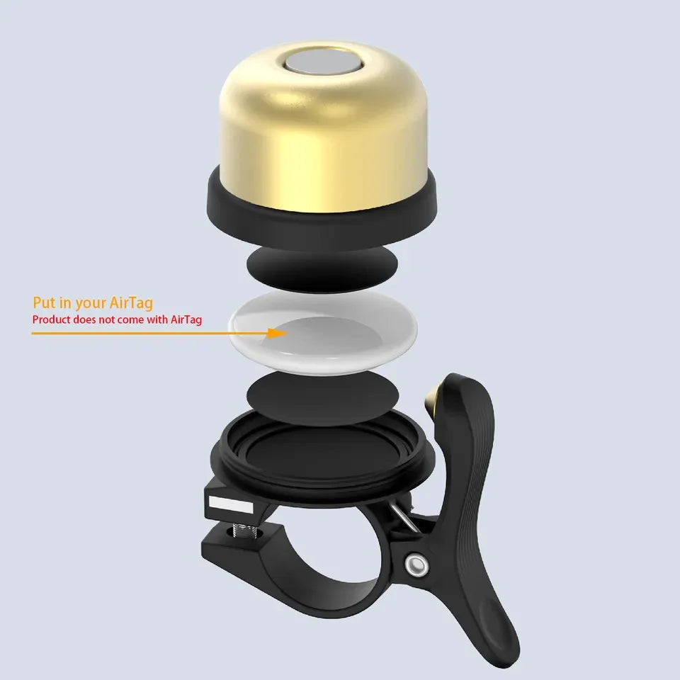 TWOOC Bicycle Bell for Apple AirTag | Holder Hidden in Bell | Bicycle Anti-Theft | Road Approved | Tool Included