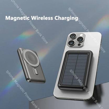 2025 15W Solar Magnetic Power Bank 20000mAh, Wireless Fast Charging USB-C, PD20W Fast Charge, Portable Solar Charger for Phones