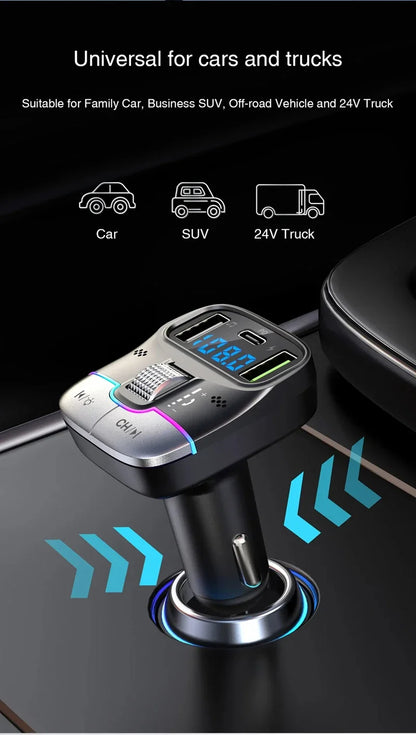 Xiaomi FM Transmitter Bluetooth 5.4 Hands-Free Portable Car AUX Radio Modulator MP3 Player with Fast Charging Adapter