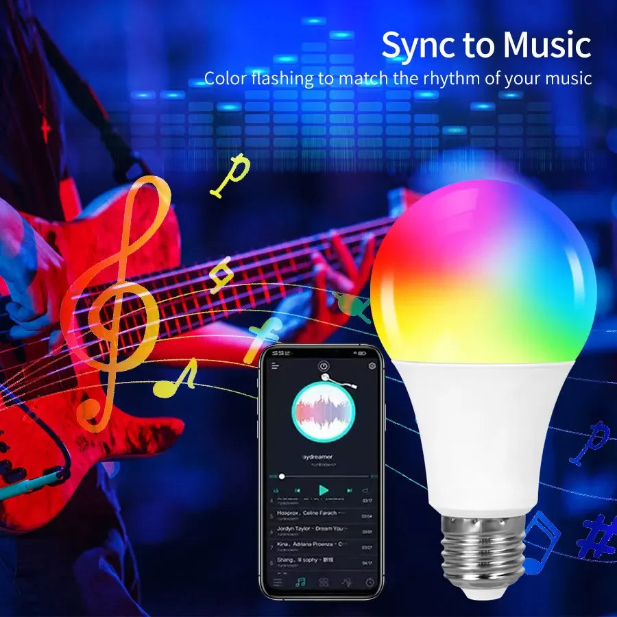 Smart Led Light Bulb 220V Tuya Bluetooth with RF 2.4G Remote Group Control RGB Lamp Ampoules Smart Life App Spotlight Bombilla