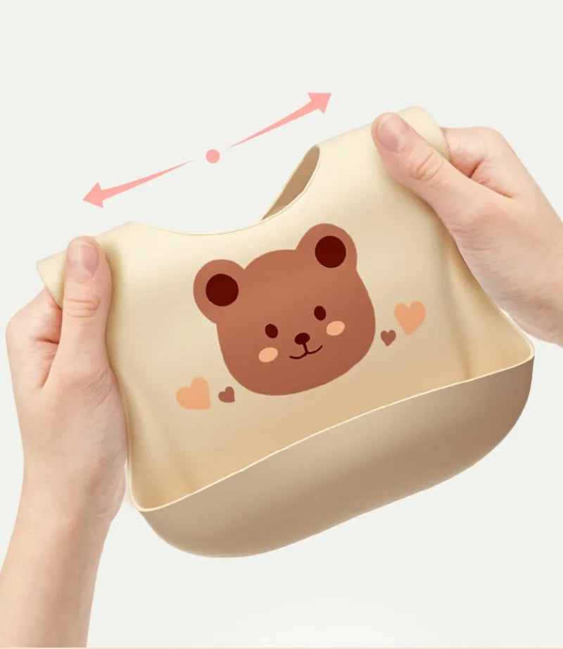 Children's Saliva Feeding Bib Cute Cartoon Baby Bib Waterproof and Adjustable Soft Silicone Bib Baby Feeding Accessories Bibs