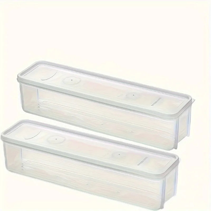2/4PCS Long Rectangular Food Storage Containers, Plastic Reusable Refrigerator Organizer Boxes Kitchen Accessories