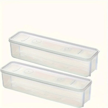 2/4PCS Long Rectangular Food Storage Containers, Plastic Reusable Refrigerator Organizer Boxes Kitchen Accessories