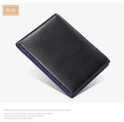 RFID Blocking Mini Men's Genuine Leather Wallet Slim Business Credit Card Holder Man Anti Theft Ultra Thin Purse For Male