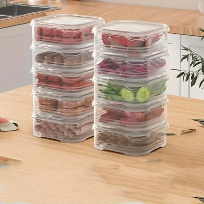 Food Storage Containers with Lids Thick Food Grade Plastic Food Container Square Stackable Refrigerator Organizer Bins