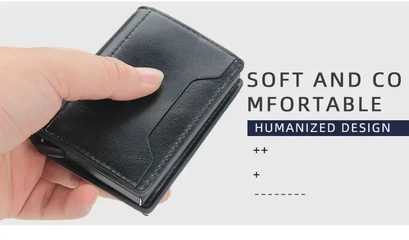 Anti Rfid Blocking Men Card Holder Case Wallets Free Name Customized Small Card Wallets Mini Wallet Qaulity Small Male Purses