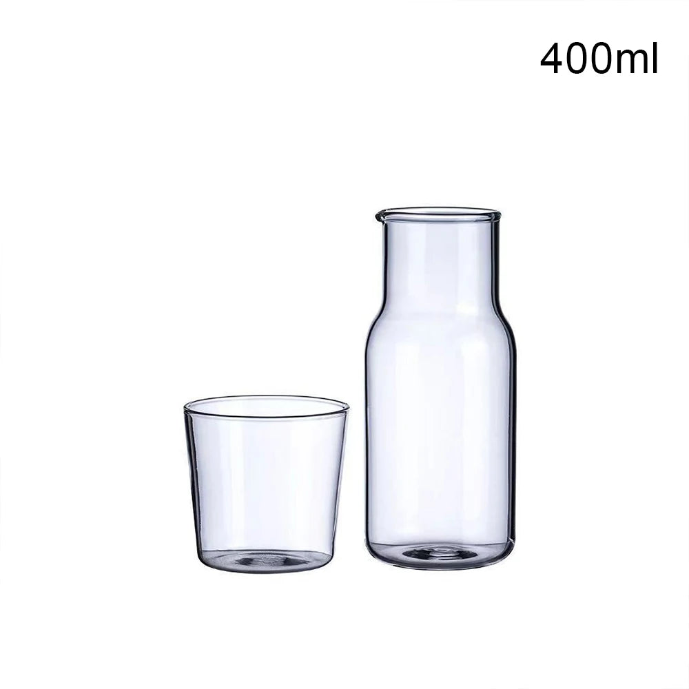 Water Carafe with Tumbler Glass Cold Hot Water Bottle Cup Sets Bedside Water Pitcher High Temperature Resistance Bottle