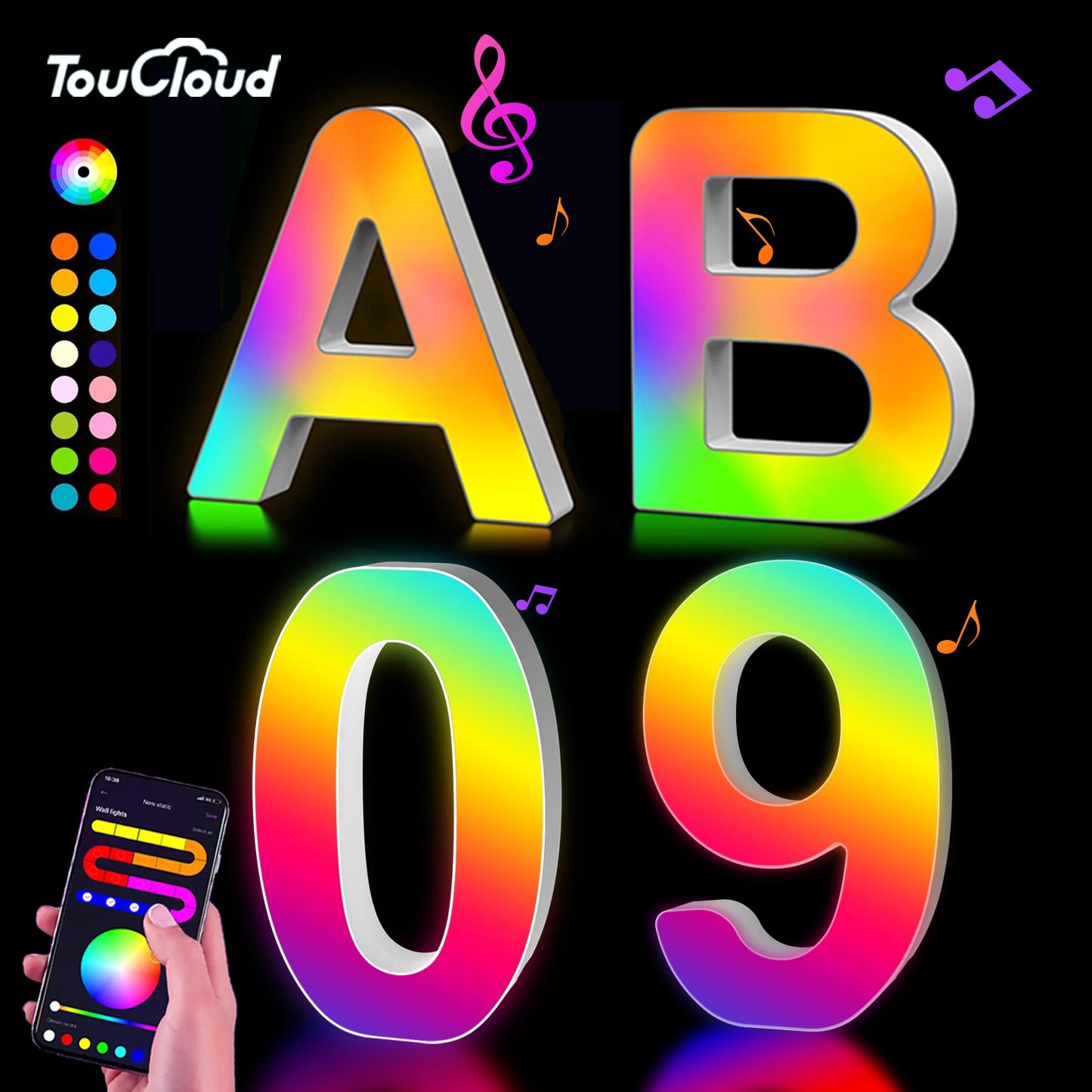 Smart LED Letters Lights Alphabet Light Decorative Name Letter Number Lamp Night Light USB MeRGBW App Music Sync Logo Game Home