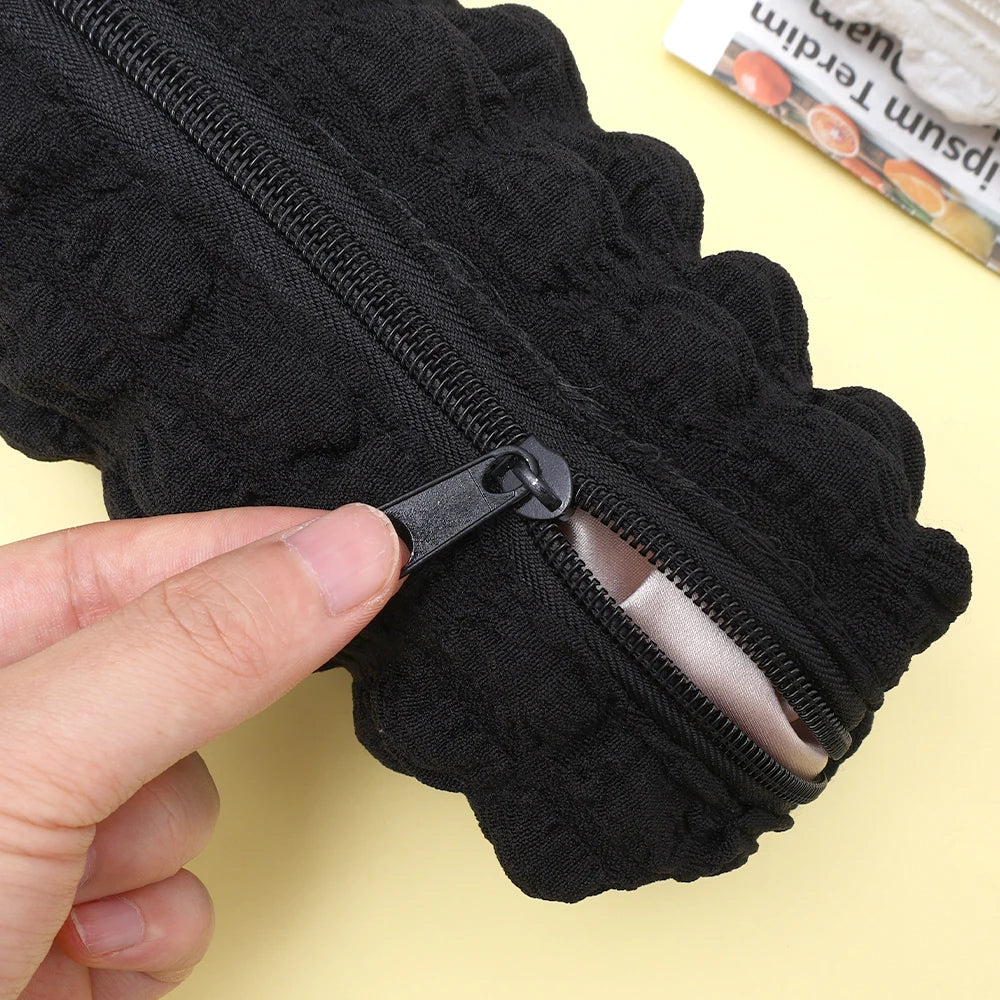 Cute Cream Puff Pencil Case Big Capacity Pen Bag Zipper Stationary Organzier Aesthetic Pen Case Makeup Storage Office Stationary