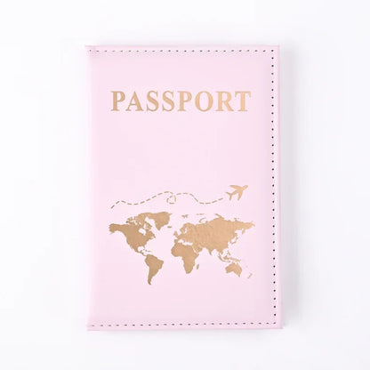 Travel Gold Passport Holder Cover Case for Women Men PU Leather Ticket Map Passport Covers Passport Protective Accessories