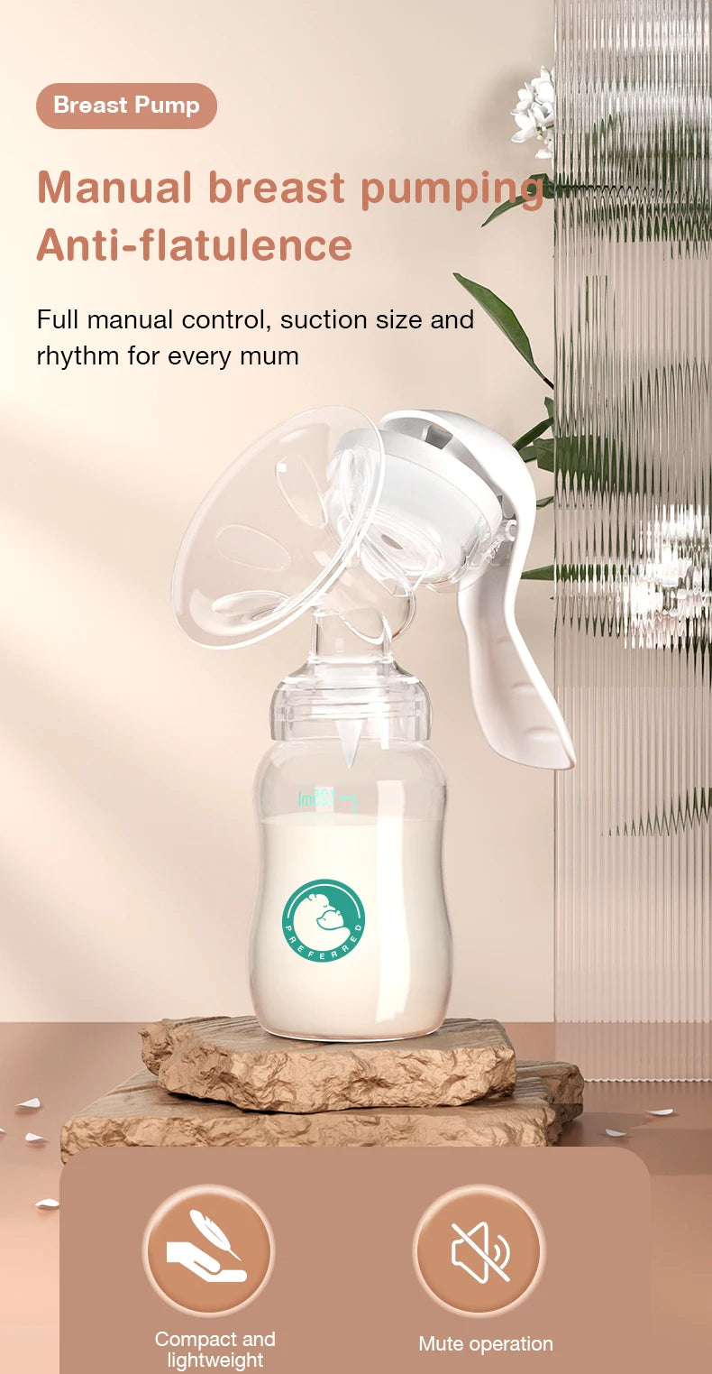 Breast Pump Baby Nipple Manual Suction Milk Pump Feeding Breasts Pumps Milk Bottle Sucking Postpartum Supplies BPA Free