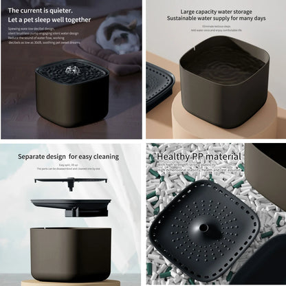 2/3L Cat Water Fountain Auto Recirculate Filter Large Capacity Filtring Cat Water Drinker USB Electric Mute Cats Water Dispenser