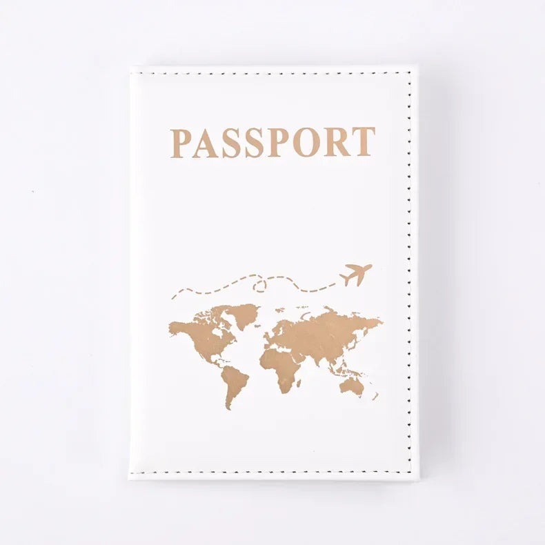 Travel Gold Passport Holder Cover Case for Women Men PU Leather Ticket Map Passport Covers Passport Protective Accessories