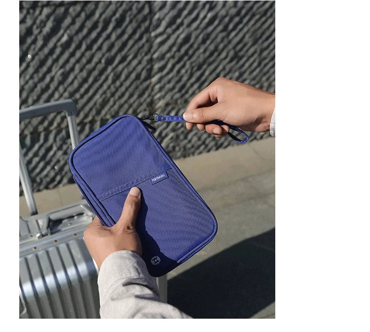 Travel Passport Wallet Organizer Bag with Card Holder Document Case for Family Crossbody Ticket Cash Storage Bag for Abroad Trip
