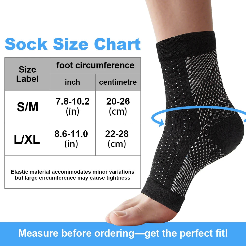 1Pair Neuropathy Socks - Compression Diabetic Toeless Foot Sleeves for Ankle Gout, Plantar Fasciitis Relief Brace for Men Women