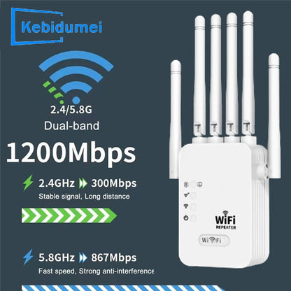 1200Mbps 2.4G 5GWiFi Dual Band Repeater Wireless Signal Range Extender Wi-Fi Amplifier Router Long Range Signal Booster For Home