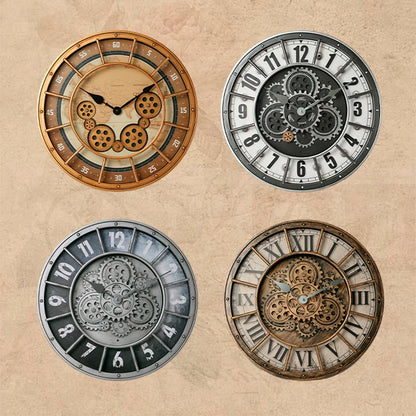 Fashions Gears Wall Clock Industrial Retro Wall Clock Living Room Decorative Wall Clock Stylish Silent Wall Clock Quartz Clock