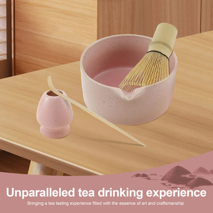4Pcs Japanese Matcha Set Traditional Matcha Tea Set Matcha Whisk Set Manual Matcha Making Kit Ideal Matcha Kit for Tea Lovers