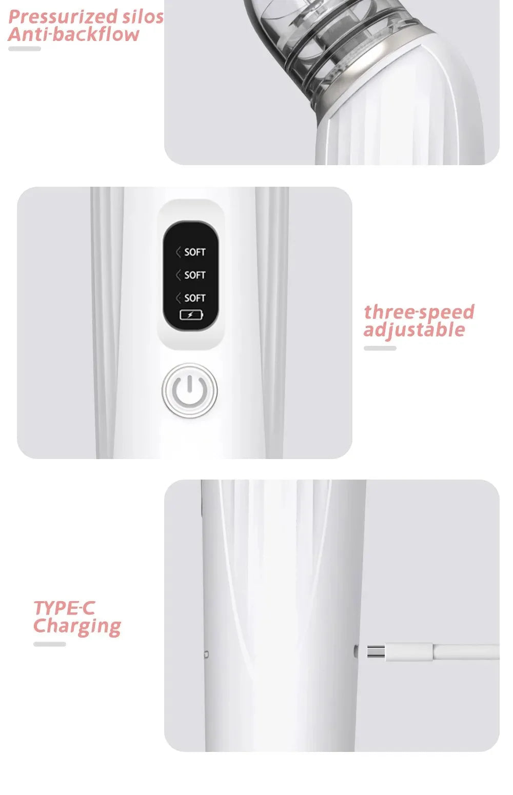 Baby Electric Nasal Aspirator Low Noise 3 Suction Levels Rechargeable Nose Sucker Cleaner Snot Booger Mucus Remover For Infant