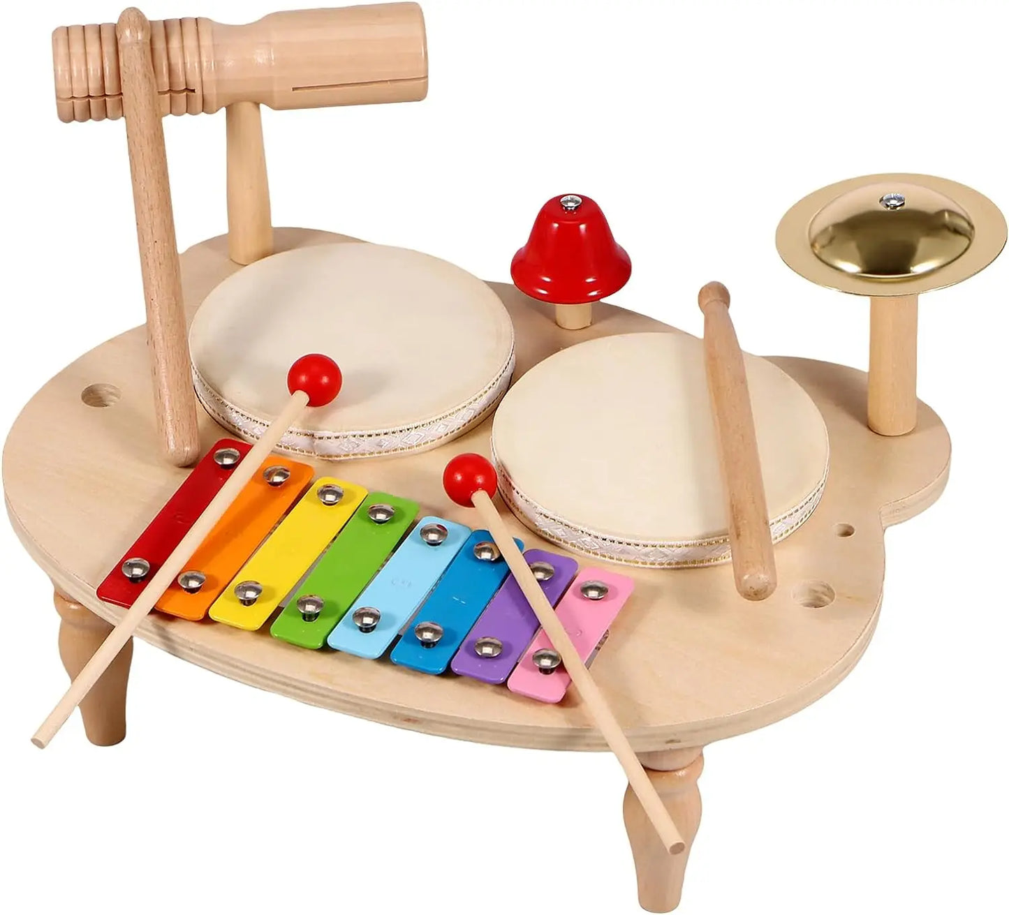 Wooden Music Toys For Babies Children's Multifunctional Music Knocking Table Early Education Kids Drum Set Music Toy Baby Gift