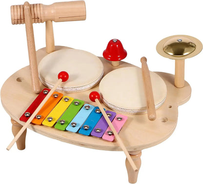 Wooden Music Toys For Babies Children's Multifunctional Music Knocking Table Early Education Kids Drum Set Music Toy Baby Gift