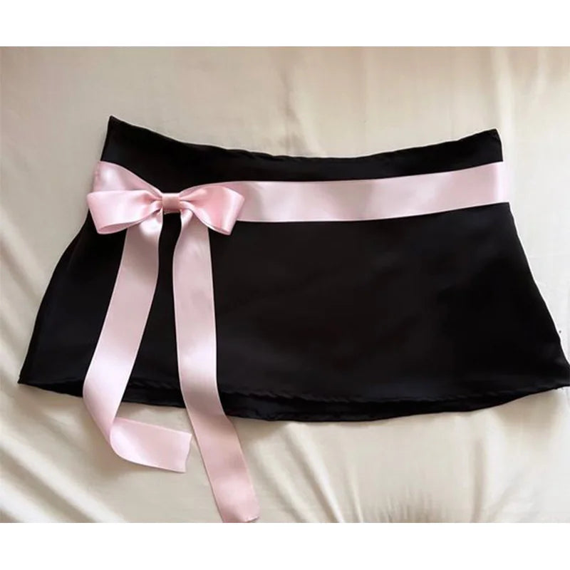 Y2K cute womens skirt punk bow sexy ultra short bottoms gothic aesthetic kawaii harajuku streetwear casual emo girls short skirt