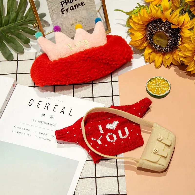 1set Clothes Suit Exquisite Soft Knitted Sweater DIY Accessories For 30cm Kawaii Yellow Duck Lalafanfan Plush Toys Stuffed Dolls